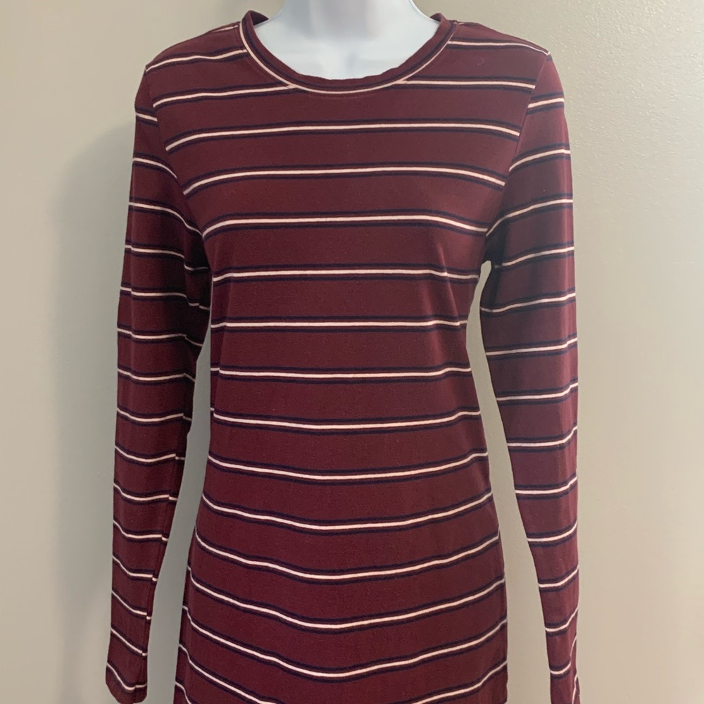 Dip Burgundy Striped Dress
